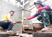 Satgas TMMD bersama Warga Gotong Royong Timbun Pondasi Masjid “Nurul Iman” 